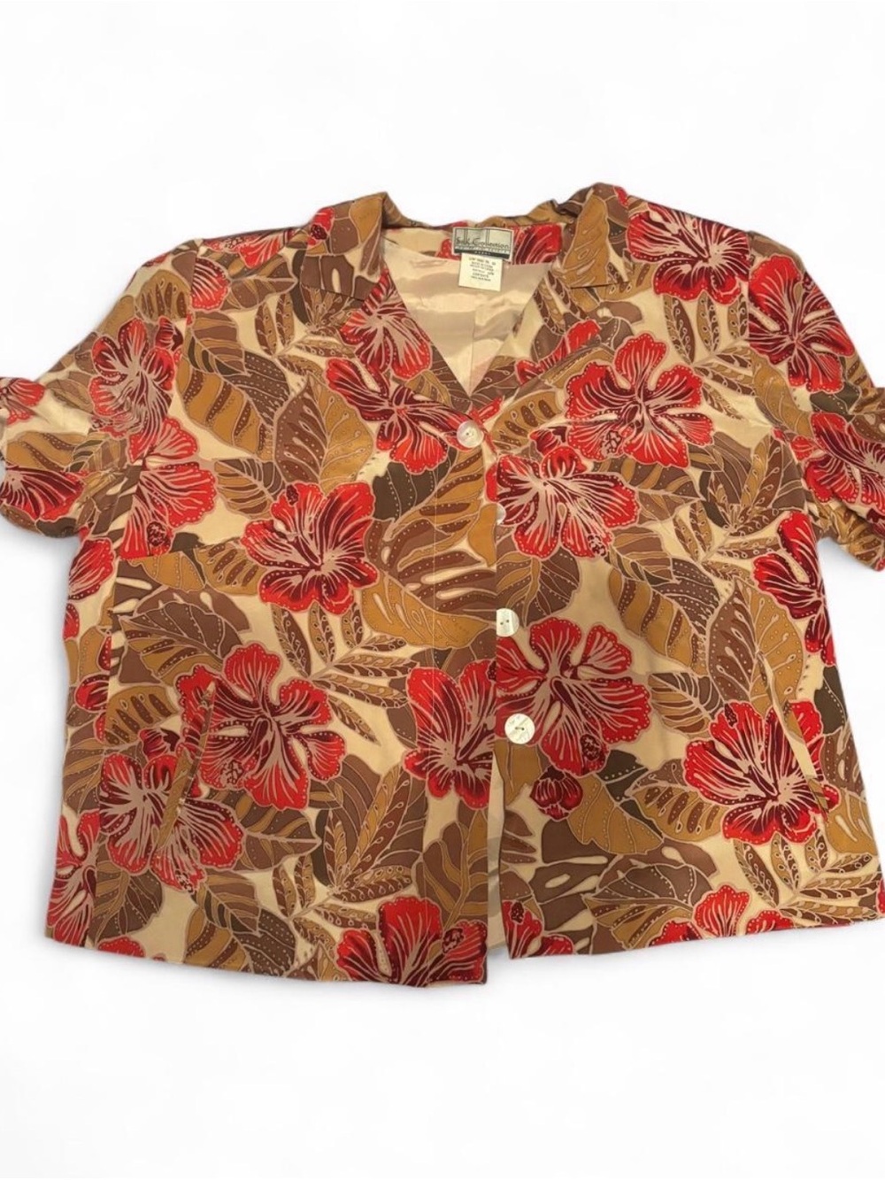 100% Silk Silk Collection by Harvé Bernard Button-Up Shirt Size L 20W